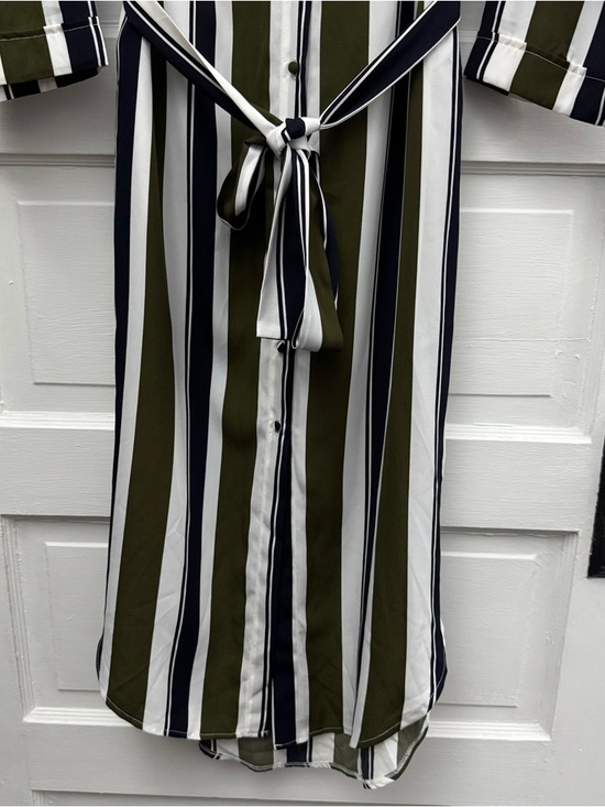 Forever 21 Striped Belted Shirt Dress Midi Small - Picture 4 of 12